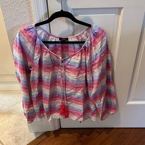 J. Crew Pink and Blue Striped Blouse